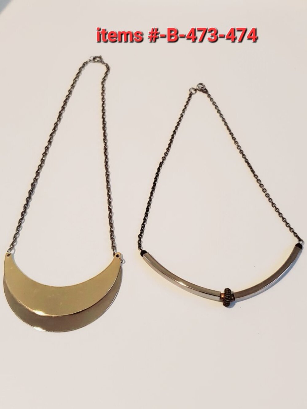 2 Necklaces, items # B -473-474., wt. 28 grams.